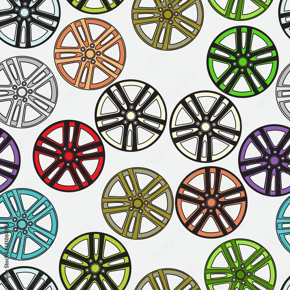 Seamless background with car alloy wheels