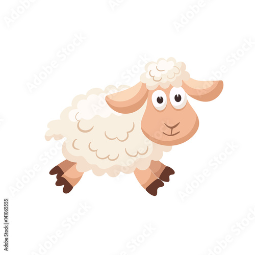 Adorable sheep illustration. Cute cartoon animal isolated on white background.