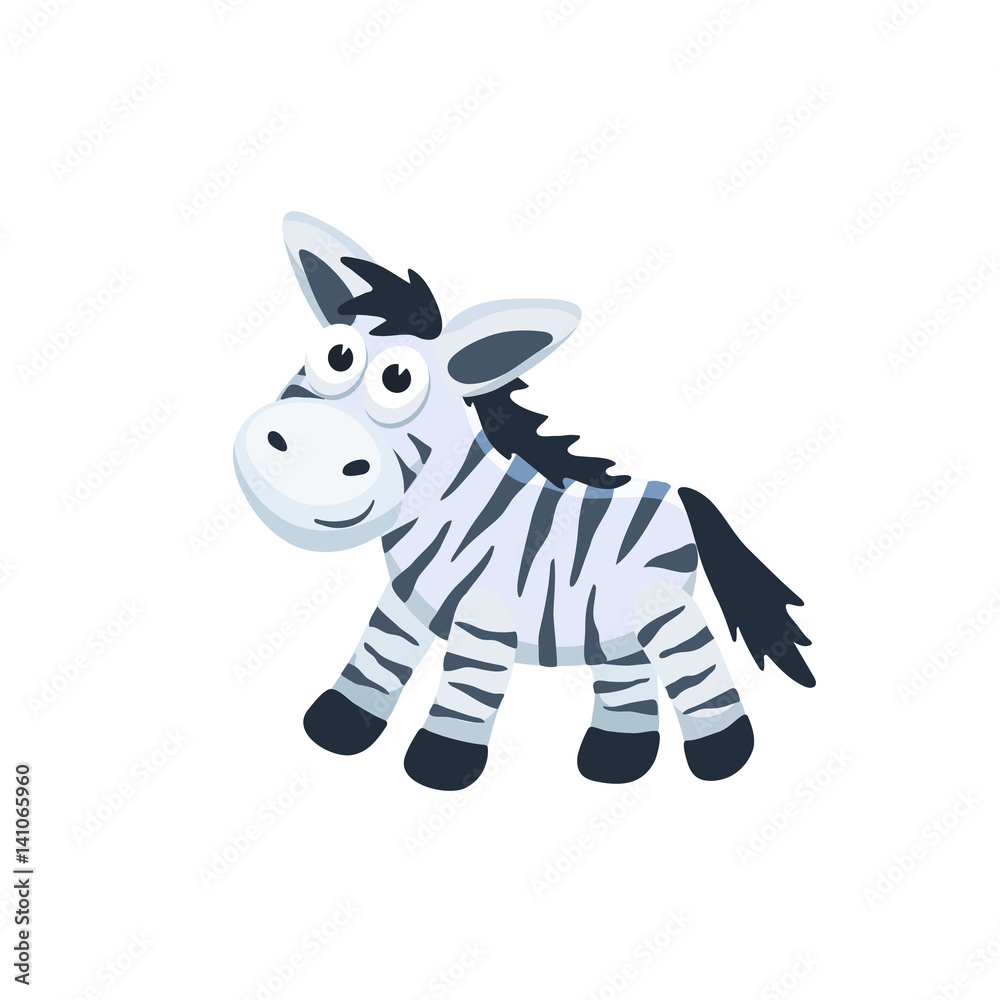 Obraz premium Adorable zebra illustration. Cute cartoon animal isolated on white background.