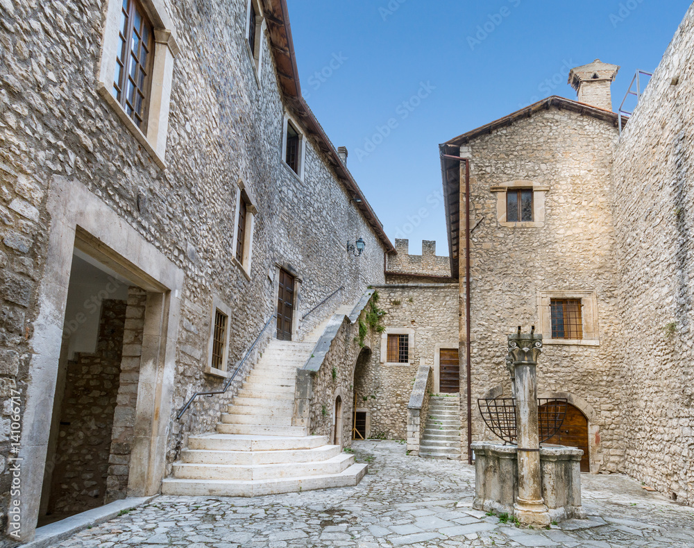 Piccolomini Castle in Capestrano, small rural village in L'Aquila Province, Abruzzo, Italy