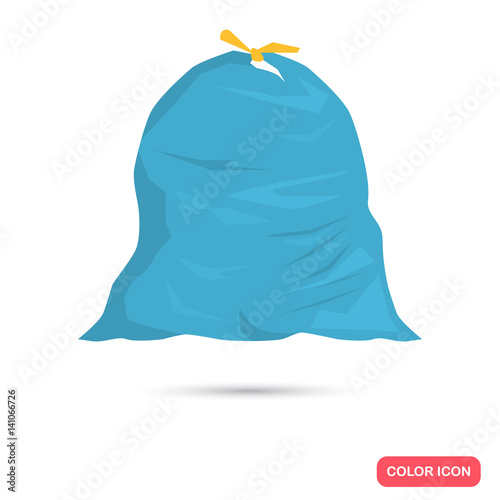 Garbage bag with rubbish color flat icon for web and mobile design