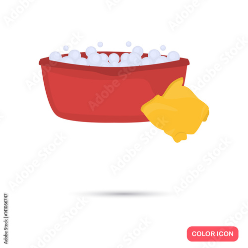 Pelvis with foam and rag color flat icon for cleaning for web and mobile design