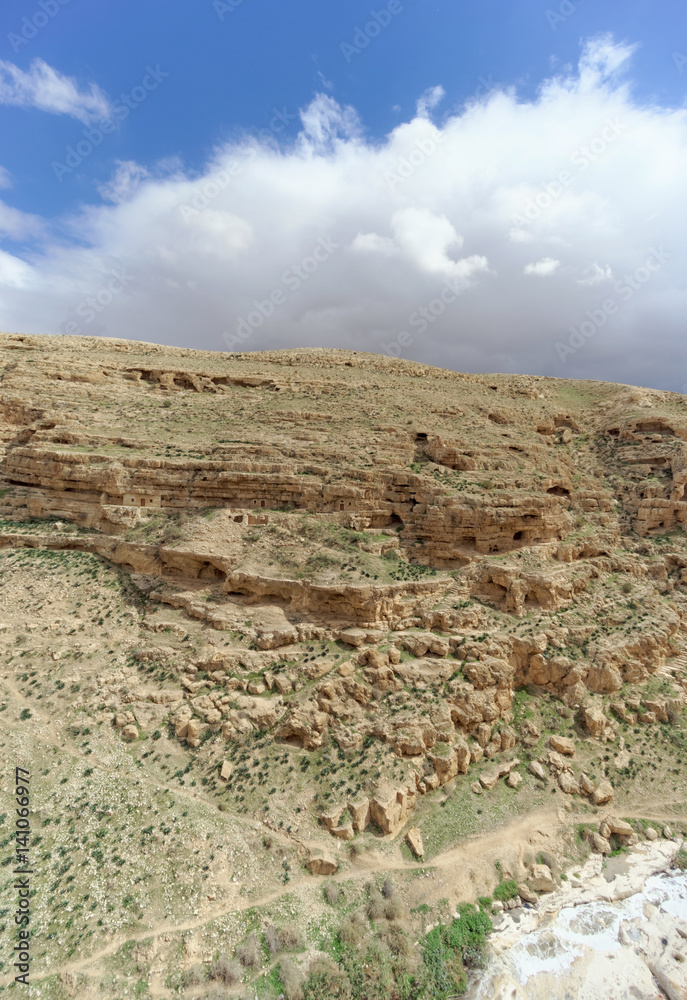 View of the stony canyon in the Judean Desert near Bethlehem. Israel.