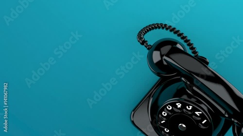 Telephone ringing on blue background