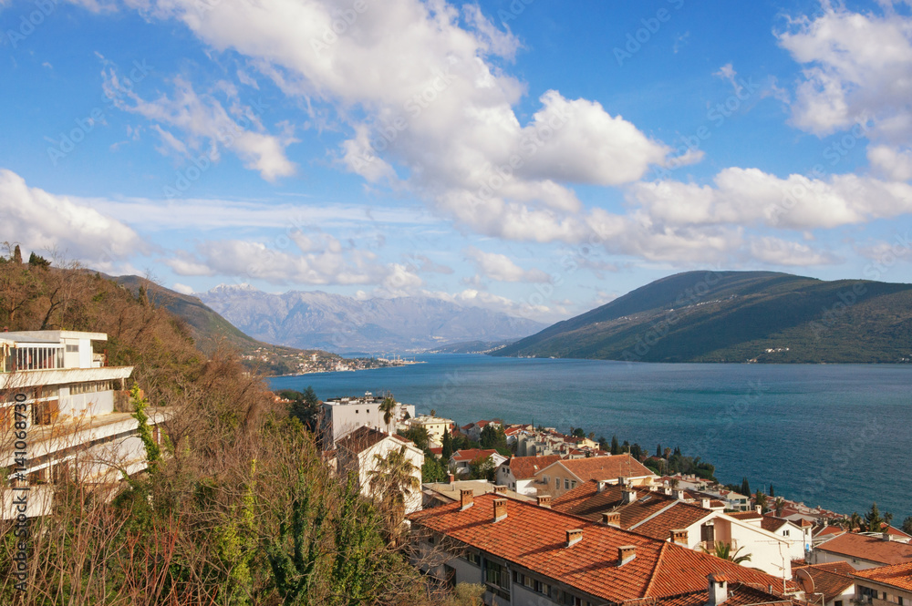 View of Herceg Novi town and Bay of Kotor. Montenegro