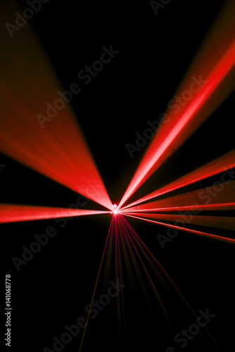 Laser beam red on a black background