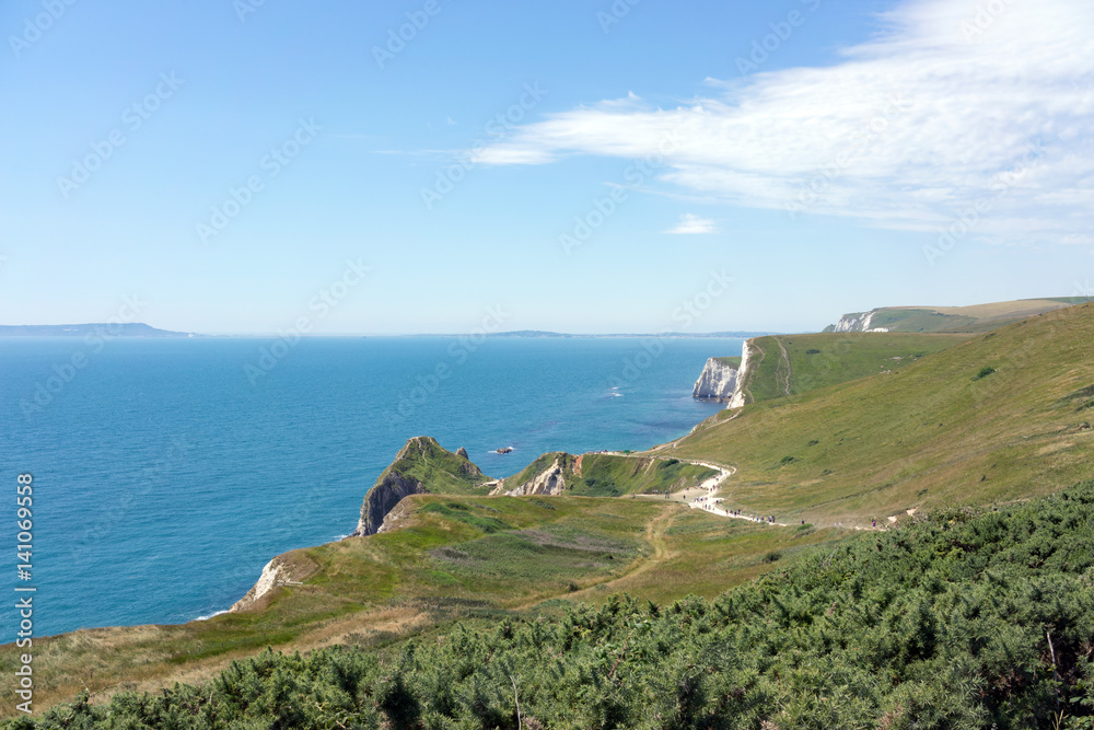 Lulworth Cove coastline in Dorset, UK