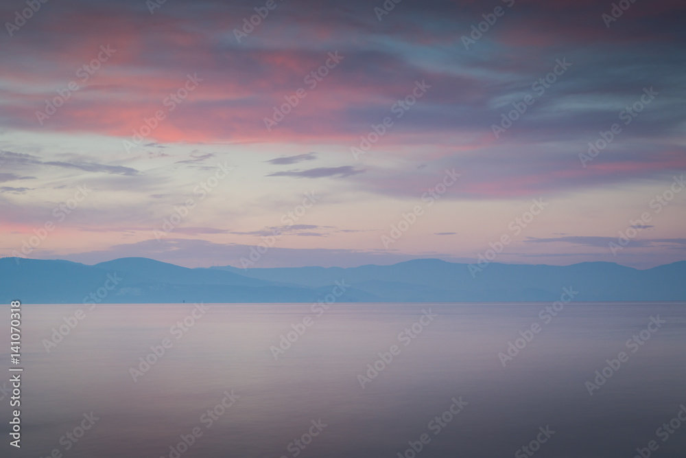 Sunset on the mediterranean sea in Turkey