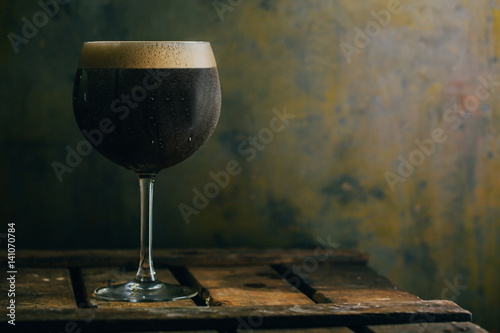 Close up of a glass of beer photo