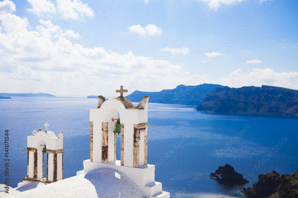 Naklejka premium Church bell at santorini greece