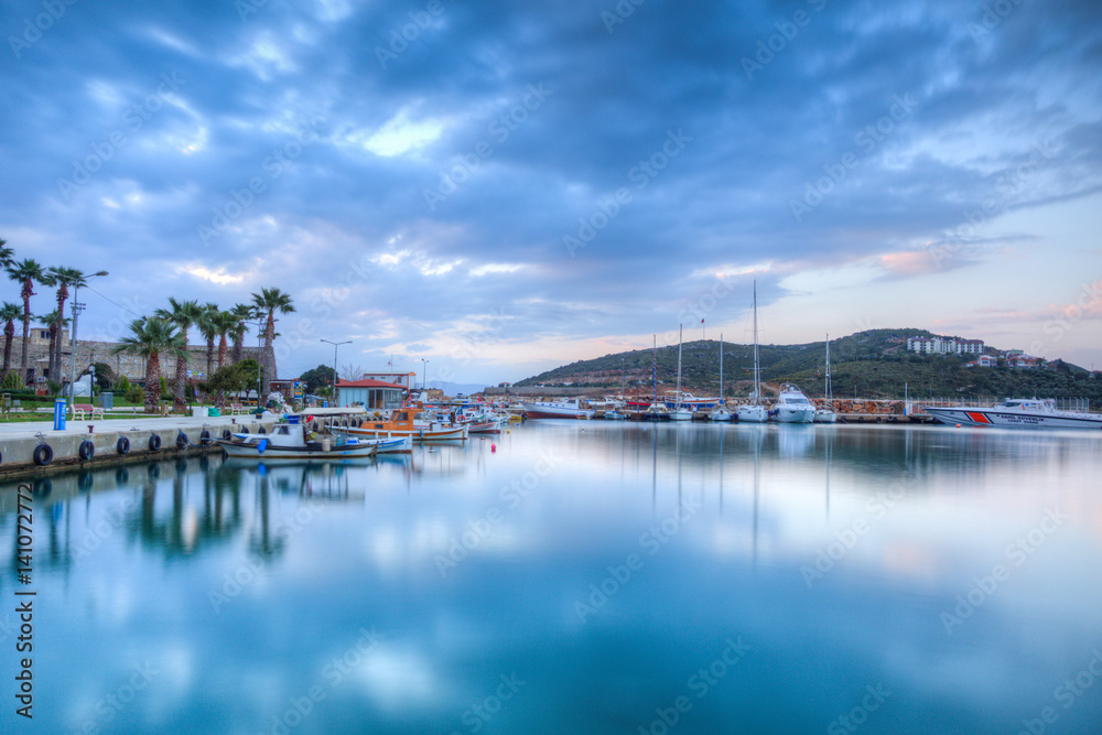 Fototapeta premium Sunrise in Datca Harbor in Turkey