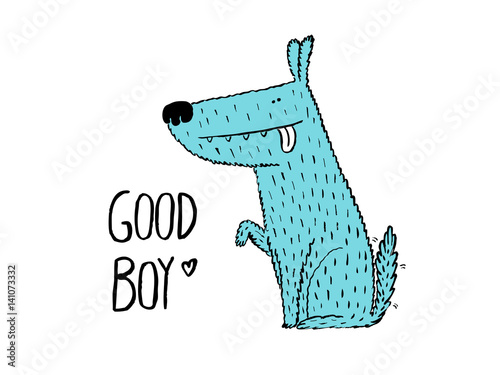 Good boy. Dog giving his pa...