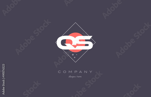 qs q s  vintage retro pink purple alphabet letter logo icon template