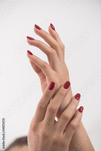 closeup of hands of a young woman
