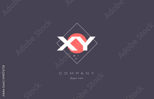 Free Download xy x y  vintage retro pink purple alphabet letter logo icon template - GFXLoad