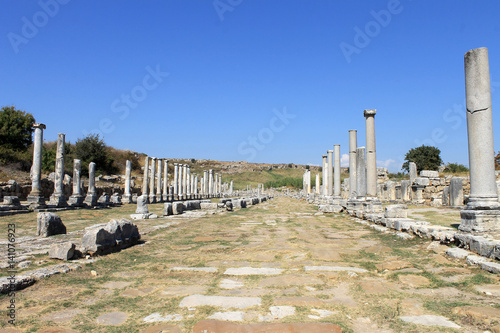 The ruins of the ancient city Perge Turkey photo