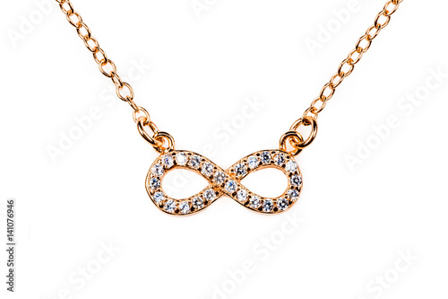 Bronze infinity pendant with diamond