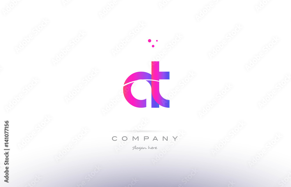 at a t  pink modern creative alphabet letter logo icon template