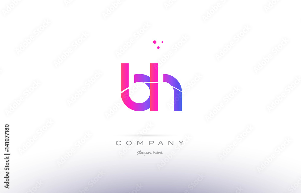 bh b h  pink modern creative alphabet letter logo icon template