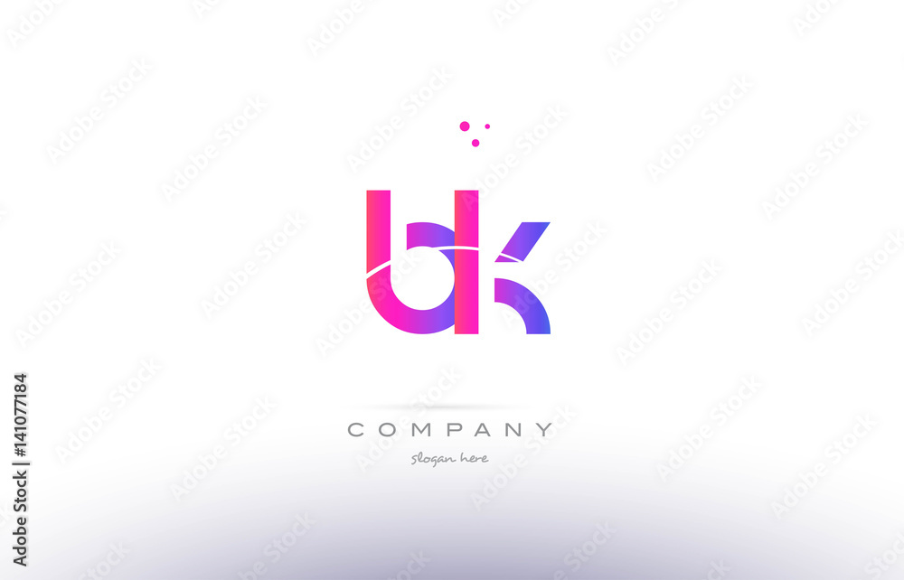 bk b k  pink modern creative alphabet letter logo icon template