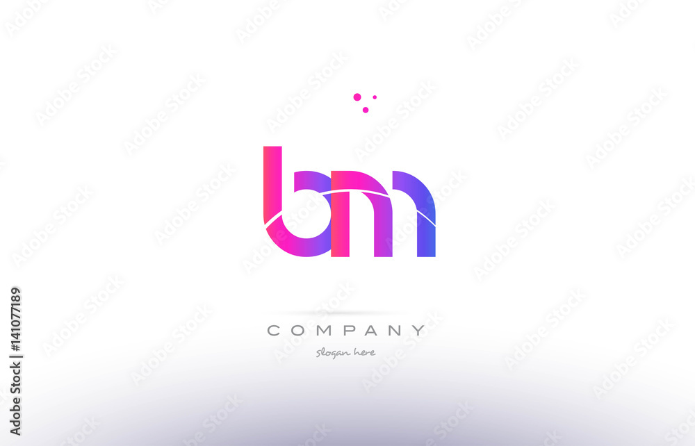 bm b m  pink modern creative alphabet letter logo icon template
