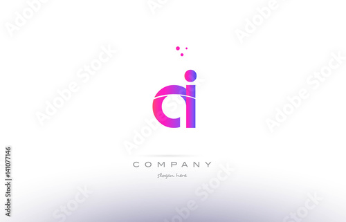 ai a i  pink modern creative alphabet letter logo icon template