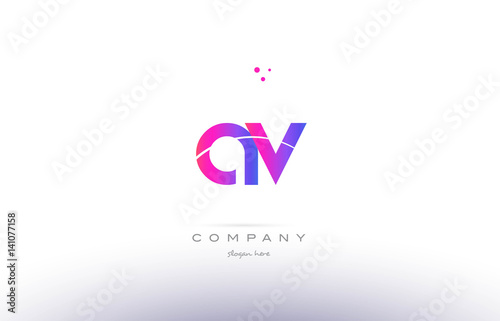 av a v  pink modern creative alphabet letter logo icon template