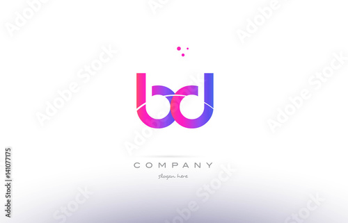 bd b d pink modern creative alphabet letter logo icon template
