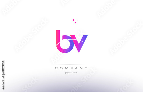 bv b v  pink modern creative alphabet letter logo icon template