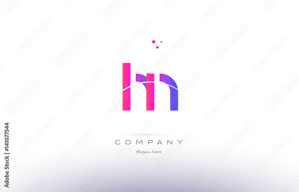 hn h n  pink modern creative alphabet letter logo icon template