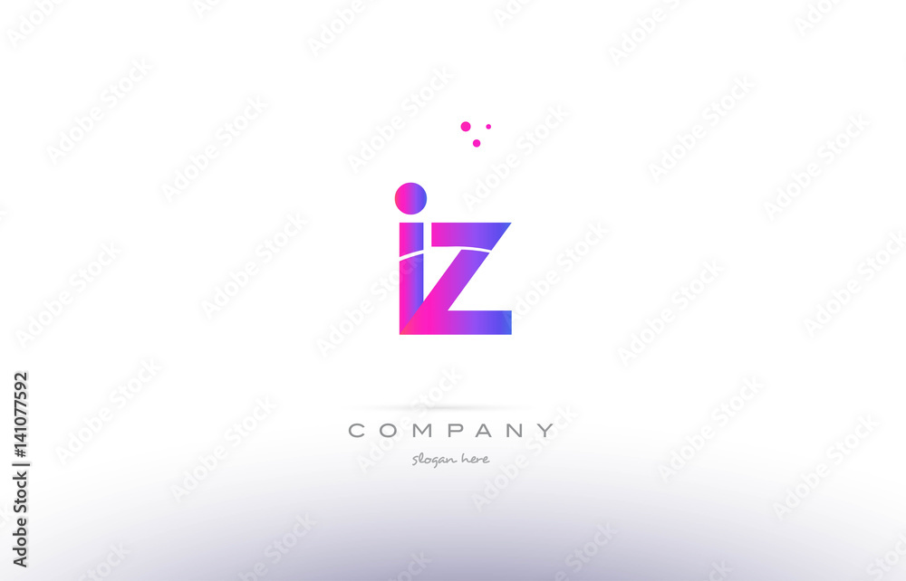iz i z  pink modern creative alphabet letter logo icon template