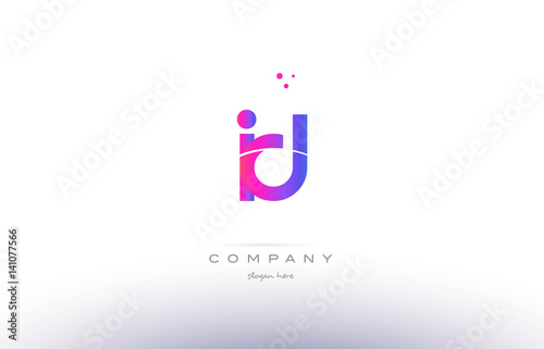 id i d  pink modern creative alphabet letter logo icon template