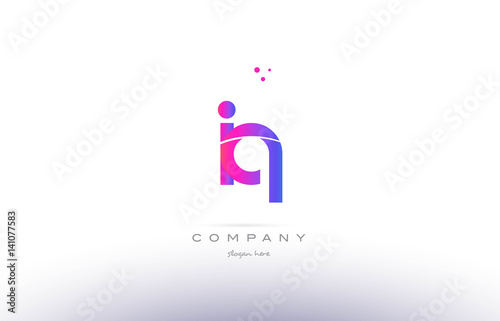 iq i q  pink modern creative alphabet letter logo icon template
