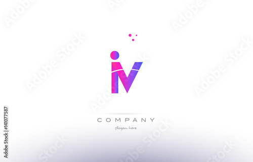 iv i v  pink modern creative alphabet letter logo icon template © dragomirescu
