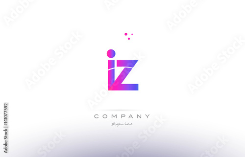 iz i z pink modern creative alphabet letter logo icon template