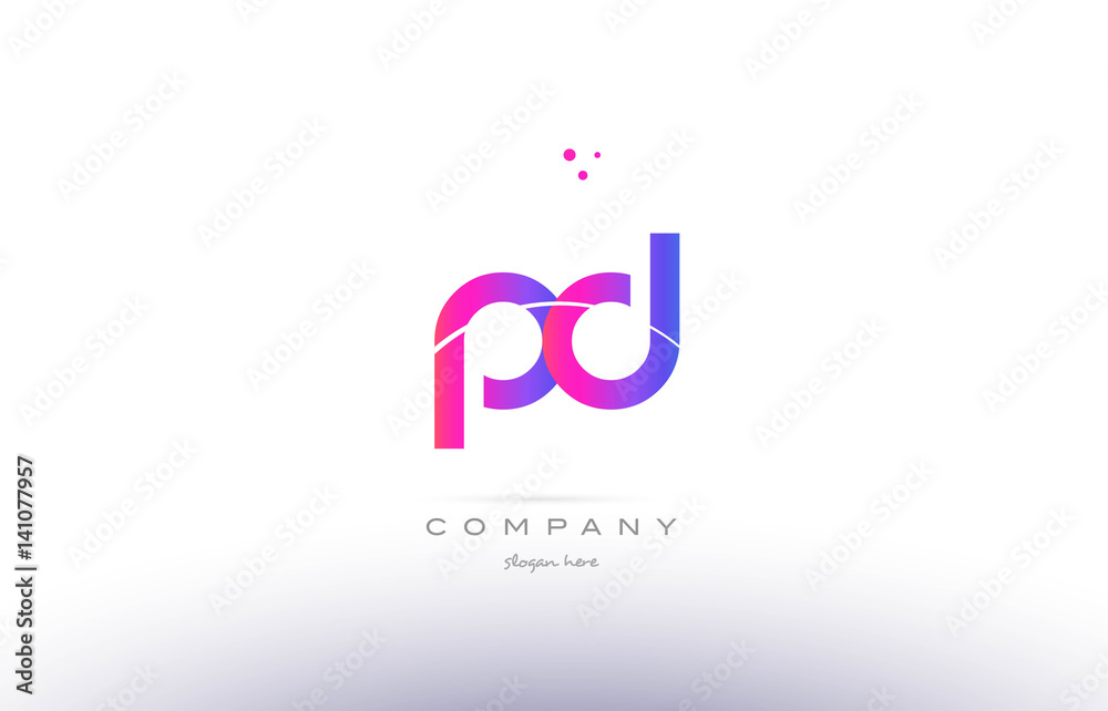 pd p d  pink modern creative alphabet letter logo icon template