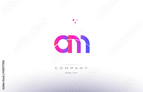 om o m pink modern creative alphabet letter logo icon template