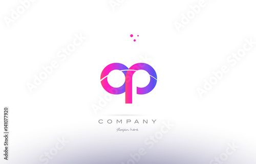 op o p  pink modern creative alphabet letter logo icon template