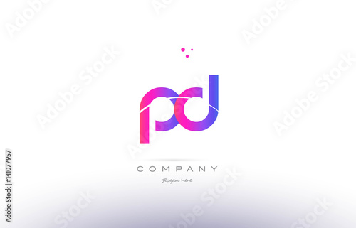pd p d pink modern creative alphabet letter logo icon template
