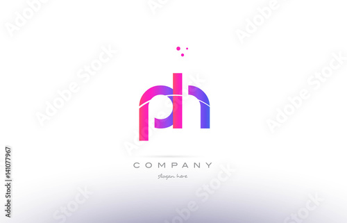 ph p h  pink modern creative alphabet letter logo icon template