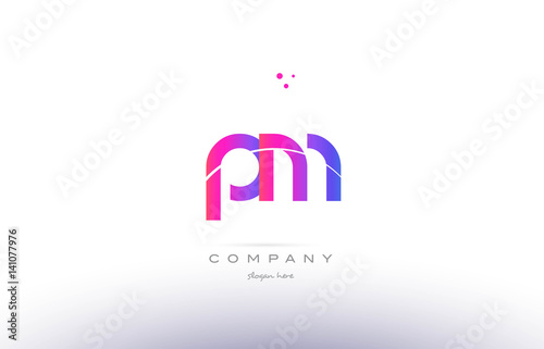pm p l  pink modern creative alphabet letter logo icon template