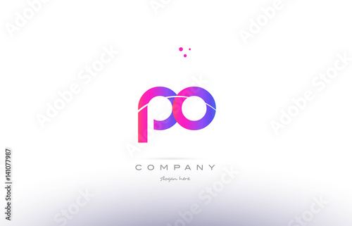 po p o pink modern creative alphabet letter logo icon template