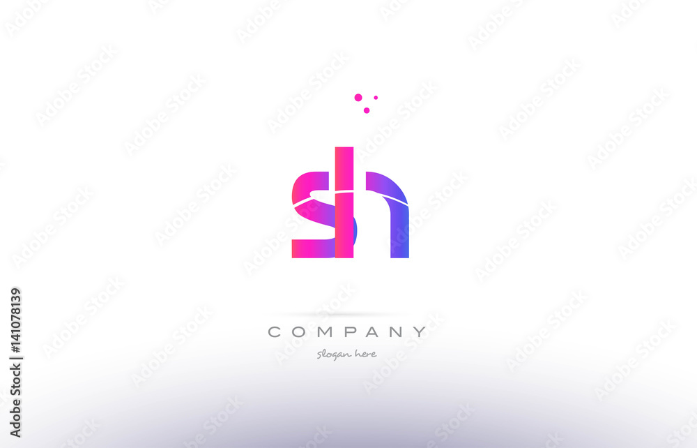 sh s h  pink modern creative alphabet letter logo icon template