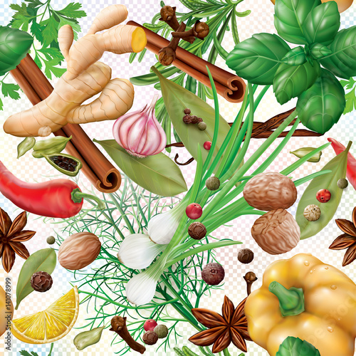 Spices and herbs background