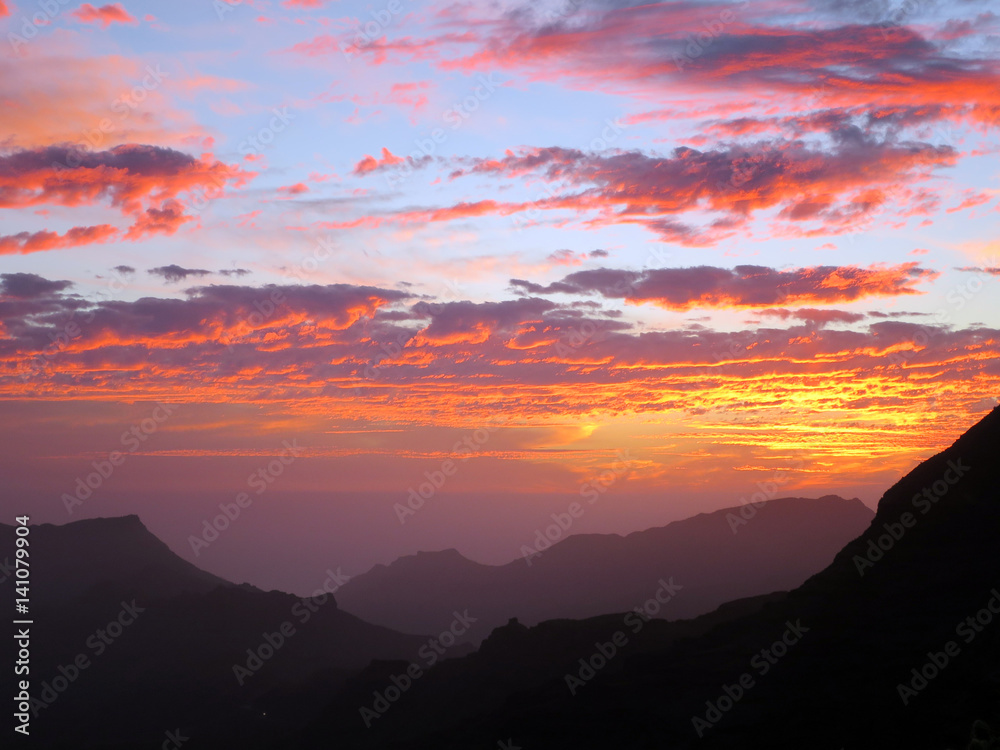 Sonnenuntergang in den Bergen bei Tejeda