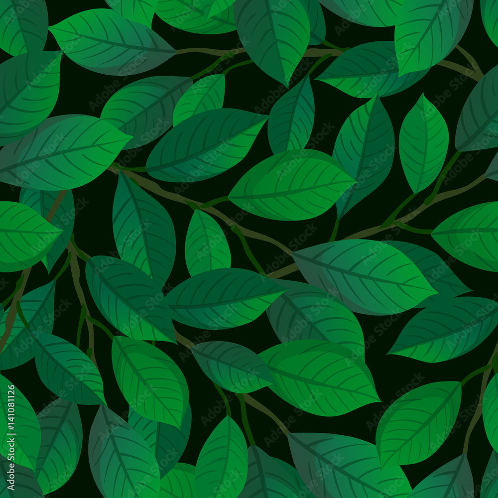 Branches and leaves seamless pattern.