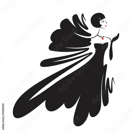 woman in the ball gown black