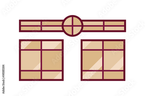 Type of house windows element isolated flat style frame domestic door double construction and contemporary decoration apartment vector illustration.