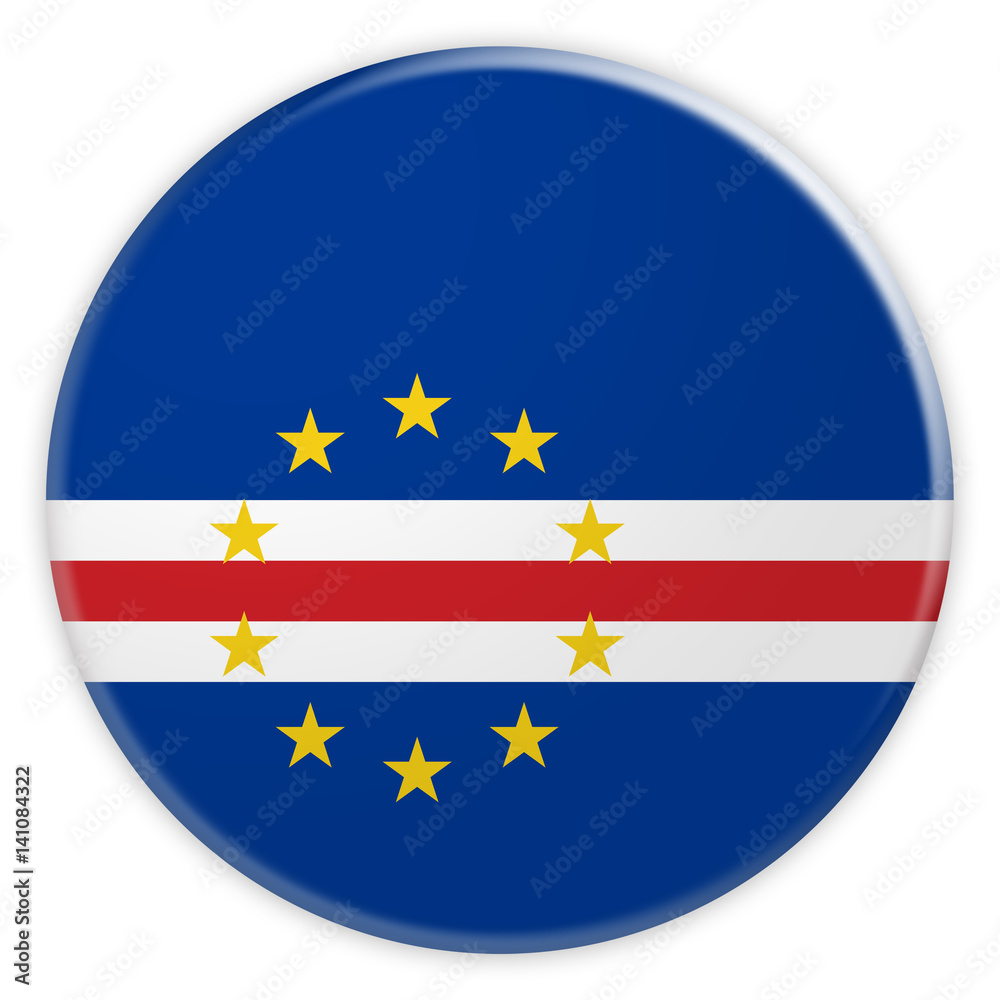 Cape Verde Flag Button, News Concept Badge, 3d illustration on white background Cape Verde Flag Button, News Concept Badge, 3d illustration on white background