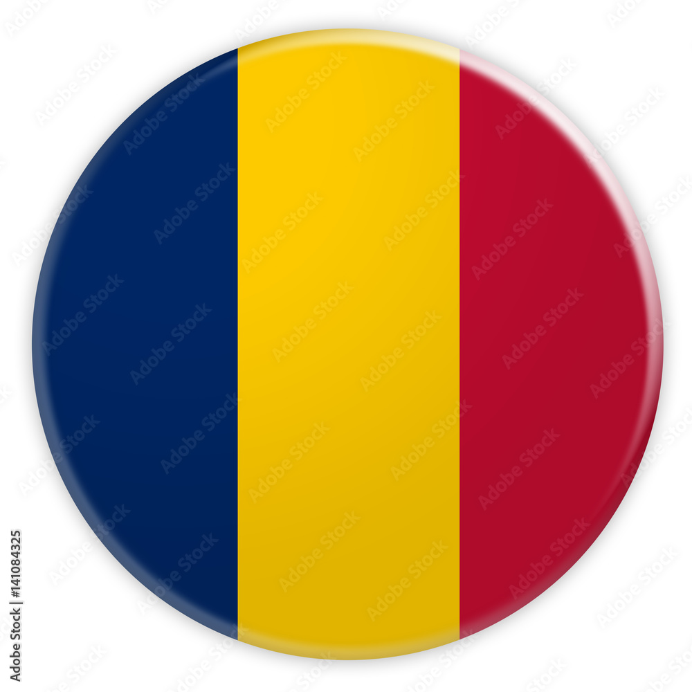 Fototapeta premium Chad Flag Button, News Concept Badge, 3d illustration on white background